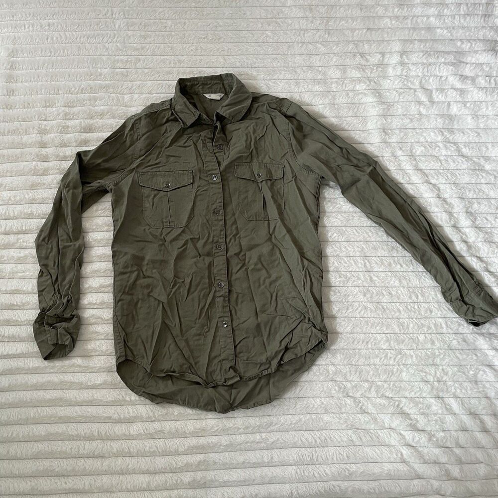 Aeropostale Womens Solid Utility Woven Shirt Button Up Long Sleeve Lyocell XS
